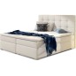 Ensemble boxspring complet tête de lit + sommiers + matelas + surmatelas INAYA de VENESETTI - simili cuir blanc cassé - 180x200 Ensemble boxspring complet tête de lit + sommiers + matelas + surmatelas INAYA de VENESETTI - simili cuir blanc cassé - 180x200