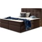 Ensemble boxspring complet tête de lit + sommiers + matelas + surmatelas INAYA de VENESETTI - simili cuir chocolat - 160x200 cm