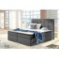 Ensemble boxspring complet tête de lit + sommiers + matelas + surmatelas INAYA de VENESETTI - simili cuir gris - 160x200 cm Ensemble boxspring complet tête de lit + sommiers + matelas + surmatelas INAYA de VENESETTI - simili cuir gris - 160x200 cm