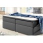 Ensemble boxspring complet tête de lit + sommiers + matelas + surmatelas INAYA de VENESETTI - simili cuir gris - 180x200 cm Ensemble boxspring complet tête de lit + sommiers + matelas + surmatelas INAYA de VENESETTI - simili cuir gris - 180x200 cm