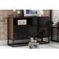 Commode - coloris chêne artisanal - façade noir brillant, Collection AVON Commode - coloris chêne artisanal - façade noir brillant, Collection AVON