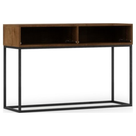 Console - finition chêne artisanal et façade noir brillant, Collection AVON