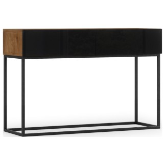 Console - finition chêne artisanal et façade noir brillant, Collection AVON