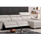 Canapé d'angle double relax en cuir de buffle italien de luxe 5 places BiRELAX, gris clair, angle droit. Canapé d'angle double relax en cuir de buffle italien de luxe 5 places BiRELAX, gris clair, angle droit.