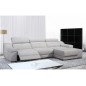 Canapé d'angle double relax en cuir de buffle italien de luxe 5 places BiRELAX, gris clair, angle droit. Canapé d'angle double relax en cuir de buffle italien de luxe 5 places BiRELAX, gris clair, angle droit.