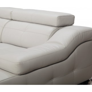 Canapé d'angle double relax en cuir de buffle italien de luxe 5 places BiRELAX, gris clair, angle droit.