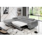 - Canapé d'angle convertible ARMEL en tissu velours luxe 5 places, couleur gris, avec coffre, angle gauche (vu de face) - Canapé d'angle convertible ARMEL en tissu velours luxe 5 places, couleur gris, avec coffre, angle gauche (vu de face)