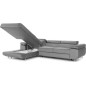 - Canapé d'angle convertible ARMEL en tissu velours luxe 5 places, couleur gris, avec coffre, angle gauche (vu de face) - Canapé d'angle convertible ARMEL en tissu velours luxe 5 places, couleur gris, avec coffre, angle gauche (vu de face)