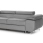 - Canapé d'angle convertible ARMEL en tissu velours luxe 5 places, couleur gris, avec coffre, angle gauche (vu de face) - Canapé d'angle convertible ARMEL en tissu velours luxe 5 places, couleur gris, avec coffre, angle gauche (vu de face)