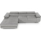 - Canapé d'angle convertible ARMEL en tissu velours luxe 5 places, couleur gris, avec coffre, angle gauche (vu de face) - Canapé d'angle convertible ARMEL en tissu velours luxe 5 places, couleur gris, avec coffre, angle gauche (vu de face)