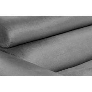 Canapé d'angle convertible ARMEL en tissu velours luxe 5 places, couleur gris, avec coffre, angle droit (vu de face)