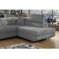 Canapé d'angle convertible en velours luxe 5 places, ANNECY VELOURS, couleur gris clair, angle droit (vu de face) Canapé d'angle convertible en velours luxe 5 places, ANNECY VELOURS, couleur gris clair, angle droit (vu de face)