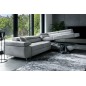 Canapé d'angle convertible en velours luxe 5 places, ANNECY VELOURS, couleur gris clair, angle droit (vu de face) Canapé d'angle convertible en velours luxe 5 places, ANNECY VELOURS, couleur gris clair, angle droit (vu de face)