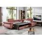 Canapé d'angle convertible en velours luxe 5 places, ANNECY VELOURS, couleur rose pale, angle droit (vu de face) Canapé d'angle convertible en velours luxe 5 places, ANNECY VELOURS, couleur rose pale, angle droit (vu de face)