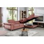 Canapé d'angle convertible en velours luxe 5 places, ANNECY VELOURS, couleur rose pale, angle droit (vu de face) Canapé d'angle convertible en velours luxe 5 places, ANNECY VELOURS, couleur rose pale, angle droit (vu de face)