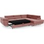 Canapé d'angle convertible en velours luxe 5 places, ANNECY VELOURS, couleur rose pale, angle droit (vu de face) Canapé d'angle convertible en velours luxe 5 places, ANNECY VELOURS, couleur rose pale, angle droit (vu de face)