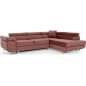 Canapé d'angle convertible en velours luxe 5 places, ANNECY VELOURS, couleur rose pale, angle droit (vu de face) Canapé d'angle convertible en velours luxe 5 places, ANNECY VELOURS, couleur rose pale, angle droit (vu de face)