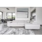 Canapé d'angle convertible en velours luxe 5 places, ANNECY VELOURS Luxe, couleur blanc, angle droit (vu de face)