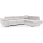 Canapé d'angle convertible en velours luxe 5 places, ANNECY VELOURS Luxe, couleur blanc, angle droit (vu de face)