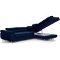 Canapé d'angle convertible en velours luxe 5 places, ANNECY VELOURS, couleur bleu foncé, angle droit (vu de face)