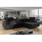 Canapé d'angle convertible en velours luxe 5 places, ANNECY VELOURS, couleur gris anthracite, angle droit (vu de face)
