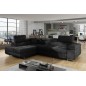 Canapé d'angle convertible en velours luxe 5 places, avec coffre, gris anthracite, angle gauche (vu de face), ANNECY VELOURS Canapé d'angle convertible en velours luxe 5 places, avec coffre, gris anthracite, angle gauche (vu de face), ANNECY VELOURS