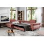 -Canapé d'angle convertible en velours luxe 5 places, avec coffre, rose pale, angle gauche (vu de face), ANNECY VELOURS -Canapé d'angle convertible en velours luxe 5 places, avec coffre, rose pale, angle gauche (vu de face), ANNECY VELOURS