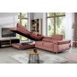 -Canapé d'angle convertible en velours luxe 5 places, avec coffre, rose pale, angle gauche (vu de face), ANNECY VELOURS -Canapé d'angle convertible en velours luxe 5 places, avec coffre, rose pale, angle gauche (vu de face), ANNECY VELOURS
