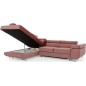 -Canapé d'angle convertible en velours luxe 5 places, avec coffre, rose pale, angle gauche (vu de face), ANNECY VELOURS -Canapé d'angle convertible en velours luxe 5 places, avec coffre, rose pale, angle gauche (vu de face), ANNECY VELOURS