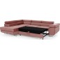 -Canapé d'angle convertible en velours luxe 5 places, avec coffre, rose pale, angle gauche (vu de face), ANNECY VELOURS -Canapé d'angle convertible en velours luxe 5 places, avec coffre, rose pale, angle gauche (vu de face), ANNECY VELOURS