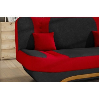 Canapé 3 places convertible et espace de rangement - bicolore anthracite / rouge - en tissu de qualité, EWIN