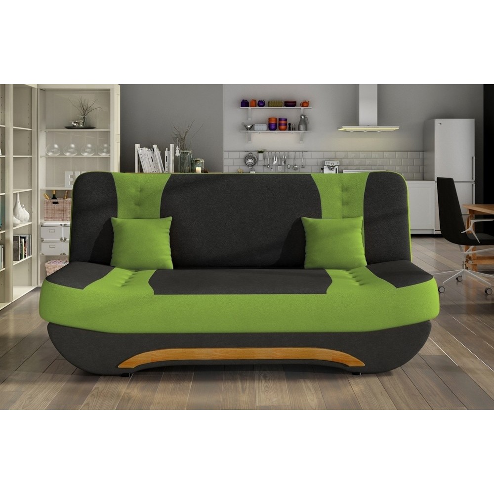 Canapé 3 places convertible et espace de rangement - bicolore anthracite / vert - en tissu de qualité, EWIN Canapé 3 places convertible et espace de rangement - bicolore anthracite / vert - en tissu de qualité, EWIN