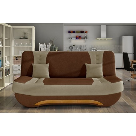Canapé 3 places convertible et espace de rangement - bicolore marron et beige - en tissu de qualité, EWIN