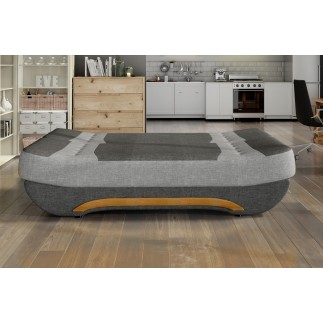 Canapé 3 places convertible et espace de rangement - bicolore anthracite / bleu - en tissu de qualité, EWIN