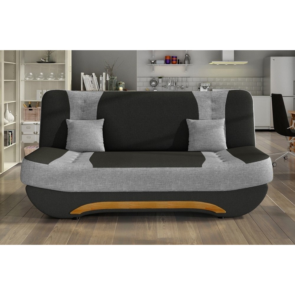Canapé 3 places convertible et espace de rangement - bicolore noir / gris clair - en tissu de qualité, EWIN Canapé 3 places convertible et espace de rangement - bicolore noir / gris clair - en tissu de qualité, EWIN