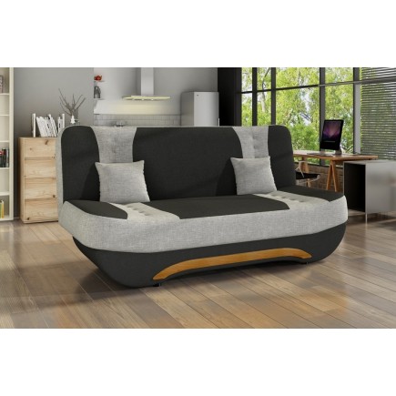 Canapé 3 places convertible et espace de rangement - bicolore noir / gris clair - en tissu de qualité, EWIN