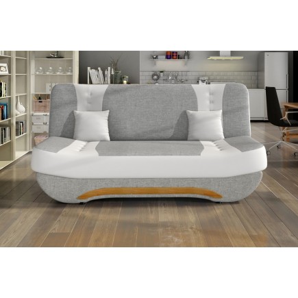 Canapé 3 places convertible et espace de rangement - bicolore blanc / gris clair - en tissu de qualité, EWIN
