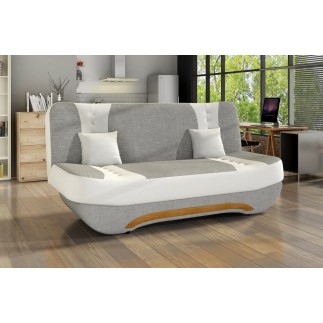 Canapé 3 places convertible et espace de rangement - bicolore blanc / gris clair - en tissu de qualité, EWIN, Anthracite / Gris