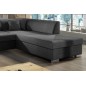 Canapé d'angle convertible en tissu luxe 5 places, coffre, gris foncé, angle droit (vu de face), PORTOFINO Canapé d'angle convertible en tissu luxe 5 places, coffre, gris foncé, angle droit (vu de face), PORTOFINO