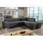 Canapé d'angle convertible en tissu luxe 5 places, coffre, gris foncé, angle droit (vu de face), PORTOFINO Canapé d'angle convertible en tissu luxe 5 places, coffre, gris foncé, angle droit (vu de face), PORTOFINO
