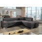 Canapé d'angle convertible en tissu luxe 5 places, coffre, gris foncé, angle droit (vu de face), PORTOFINO Canapé d'angle convertible en tissu luxe 5 places, coffre, gris foncé, angle droit (vu de face), PORTOFINO