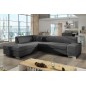 Canapé d'angle convertible en tissu luxe 5 places, coffre - gris foncé, angle gauche (vu de face), PORTOFINO Canapé d'angle convertible en tissu luxe 5 places, coffre - gris foncé, angle gauche (vu de face), PORTOFINO