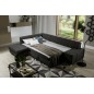 Canapé d'angle convertible en tissu luxe 5 places, coffre - gris foncé, angle gauche (vu de face), PORTOFINO Canapé d'angle convertible en tissu luxe 5 places, coffre - gris foncé, angle gauche (vu de face), PORTOFINO