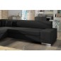 Canapé d'angle convertible en tissu luxe 5 places, coffre - noir, angle gauche (vu de face), PORTOFINO