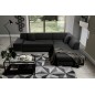Canapé d'angle convertible en tissu luxe 5 places, coffre, noir, angle droit (vu de face), PORTOFINO Canapé d'angle convertible en tissu luxe 5 places, coffre, noir, angle droit (vu de face), PORTOFINO