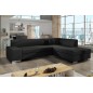 Canapé d'angle convertible en tissu luxe 5 places, coffre, noir, angle droit (vu de face), PORTOFINO Canapé d'angle convertible en tissu luxe 5 places, coffre, noir, angle droit (vu de face), PORTOFINO