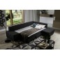 Canapé d'angle convertible en tissu luxe 5 places, coffre, noir, angle droit (vu de face), PORTOFINO Canapé d'angle convertible en tissu luxe 5 places, coffre, noir, angle droit (vu de face), PORTOFINO