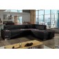 Canapé d'angle convertible en tissu luxe 5 places, coffre, noir, angle droit (vu de face), PORTOFINO Canapé d'angle convertible en tissu luxe 5 places, coffre, noir, angle droit (vu de face), PORTOFINO