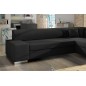 Canapé d'angle convertible en tissu luxe 5 places, coffre, noir, angle droit (vu de face), PORTOFINO Canapé d'angle convertible en tissu luxe 5 places, coffre, noir, angle droit (vu de face), PORTOFINO