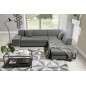 Canapé d'angle convertible en tissu luxe 5 places, coffre, gris clair, angle droit (vu de face), PORTOFINO Canapé d'angle convertible en tissu luxe 5 places, coffre, gris clair, angle droit (vu de face), PORTOFINO